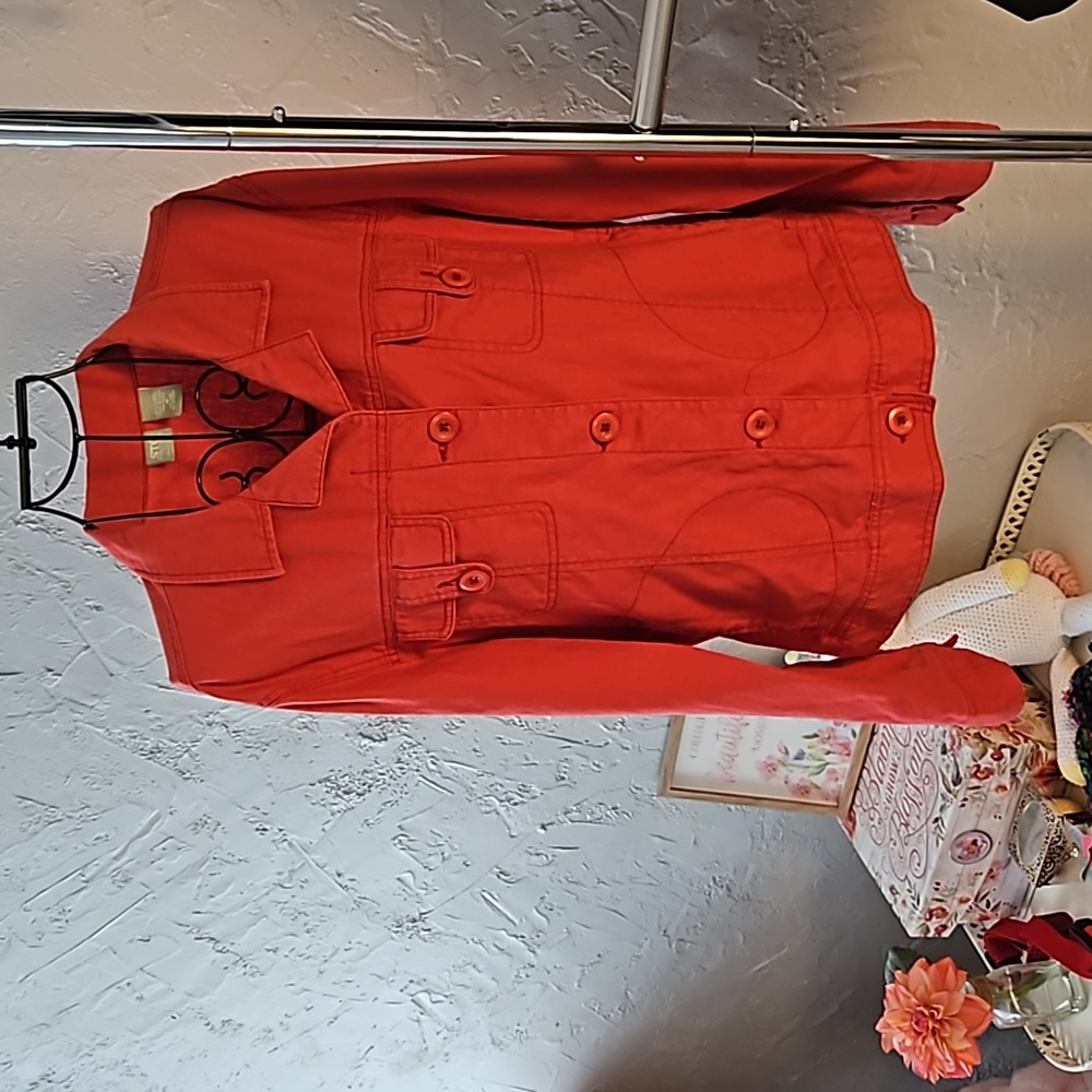 STO salmon linen blend jacket. Size M
